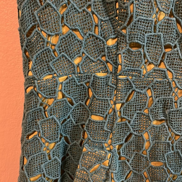 Diane von Furstenberg Carpreena Mini Pebble Lace Sleeveless Teal Green Dress 12 - Picture 3 of 16